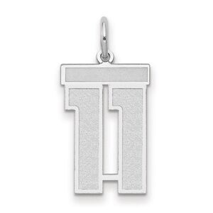 14k White Gold, Jersey Collection, Medium Number 11 Pendant